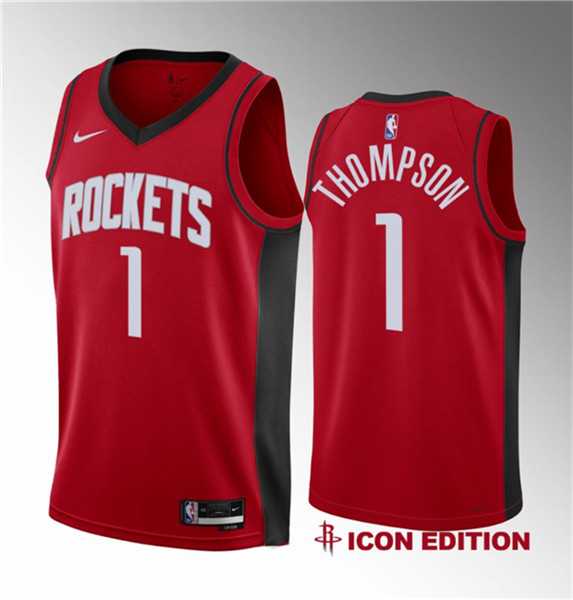 Mens Houston Rockets #1 Amen Thompson Red 2023 Draft Swingman Icon Edition Stitched Basketball Jersey->houston rockets->NBA Jersey